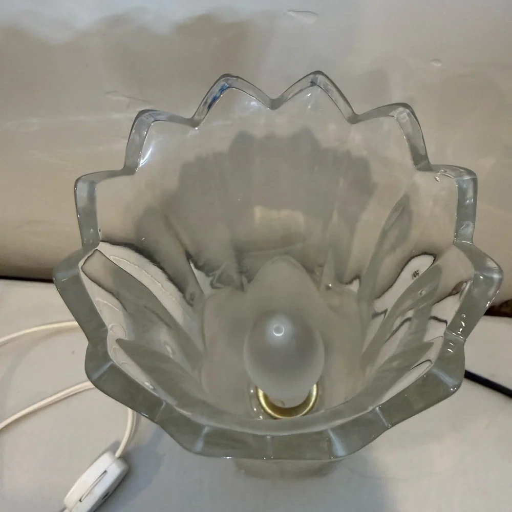 Vintage Crystal Tulip Torchiere style table lamp  Clear and Frosted ~8.5” Accent